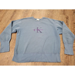 Calvin Kein Y2K Blue Purple Crew Neck Sweatshirt Women's Large Oversized Soft